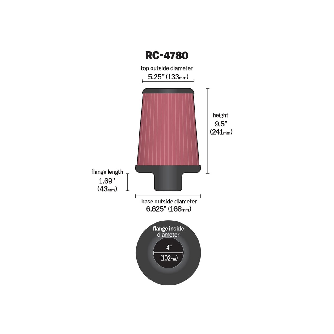 K&N Universal High-Flow Performance Air Filter RC-4780