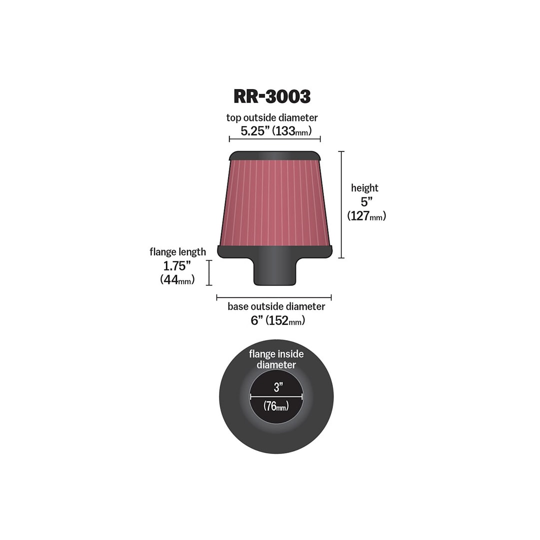 K&N Universal High-Flow Performance Air Filter RR-3003