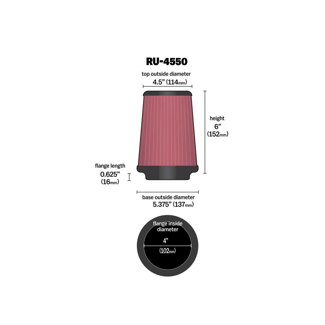 K&N Universal High-Flow Performance Air Filter RU-4550