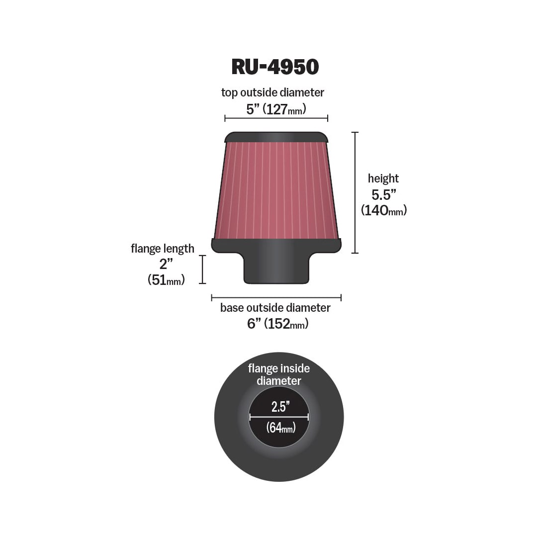 K&N Universal High-Flow Performance Air Filter RU-4950