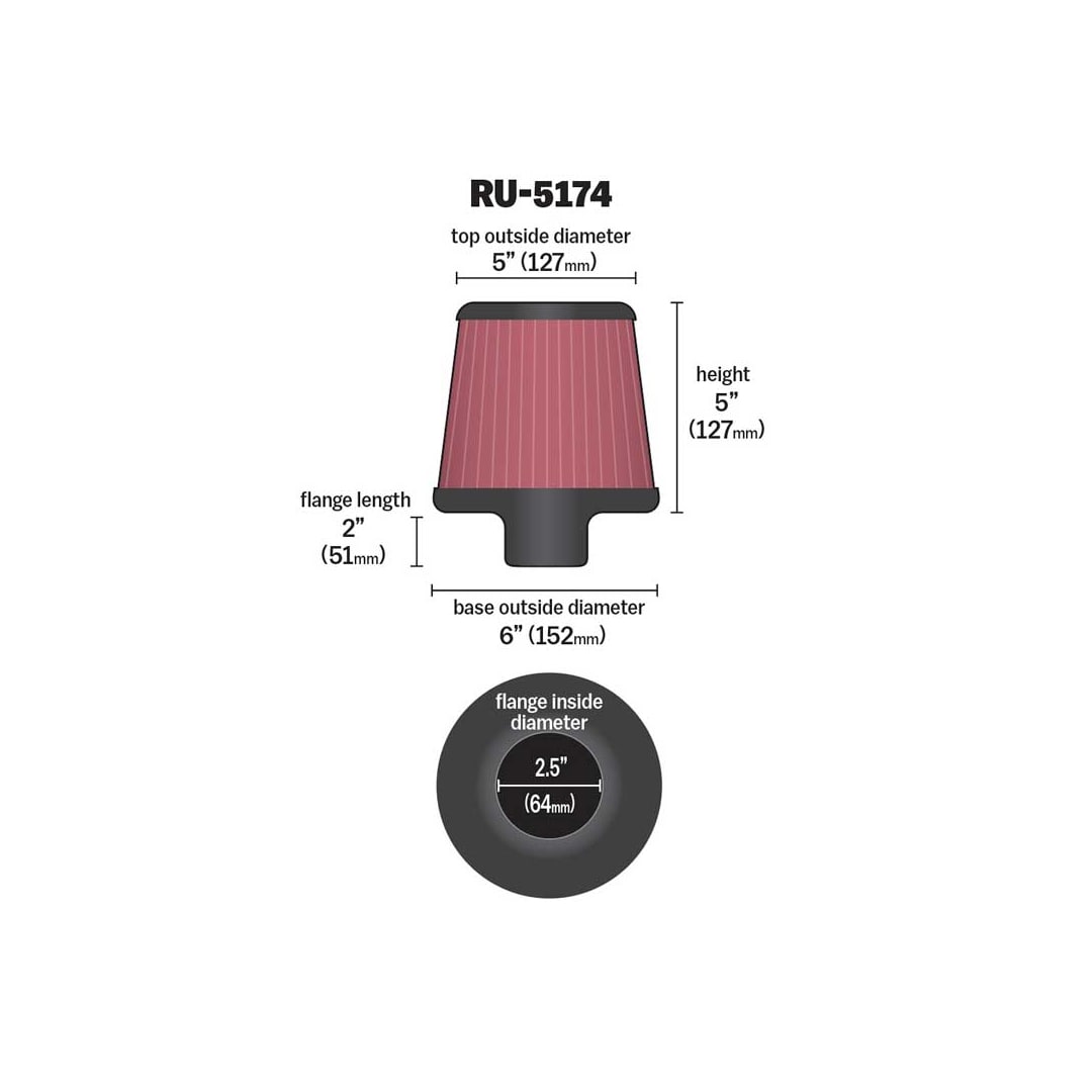 K&N Universal High-Flow Performance Air Filter RU-5174