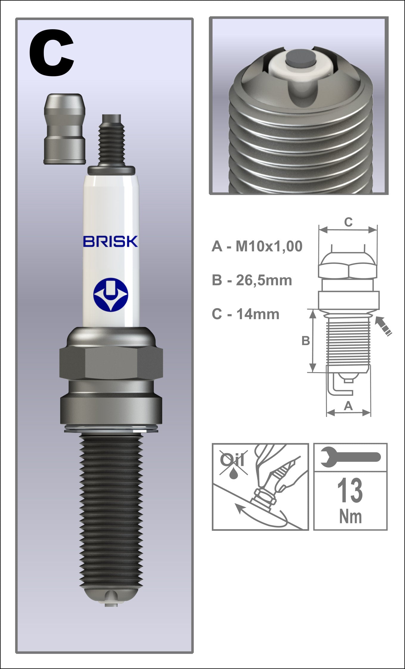 BRISK Premium LSG Performance Spark Plugs COR10LGS