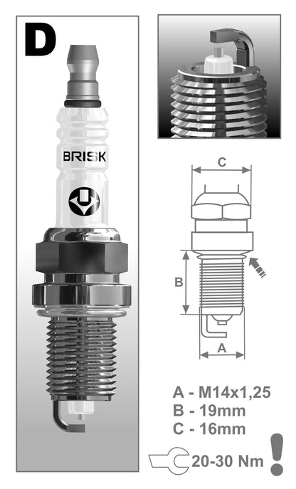 BRISK Silver Spark Plug DR15YS