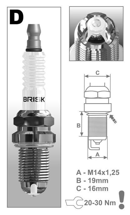 BRISK Premium LSG Performance Spark Plugs DOR14LGS