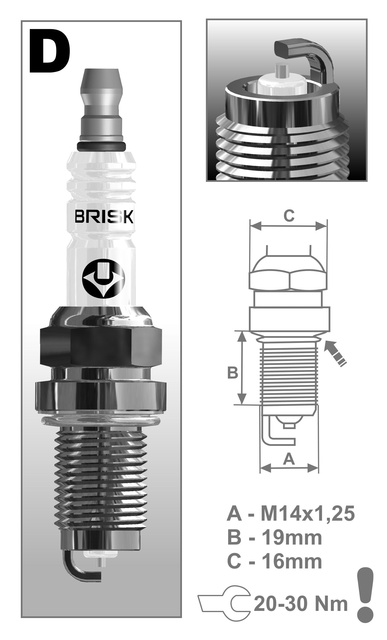 BRISK Silver Spark Plug DOR15YS