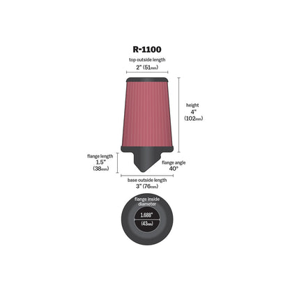K&N Universal High-Flow Performance Air Filter R-1100