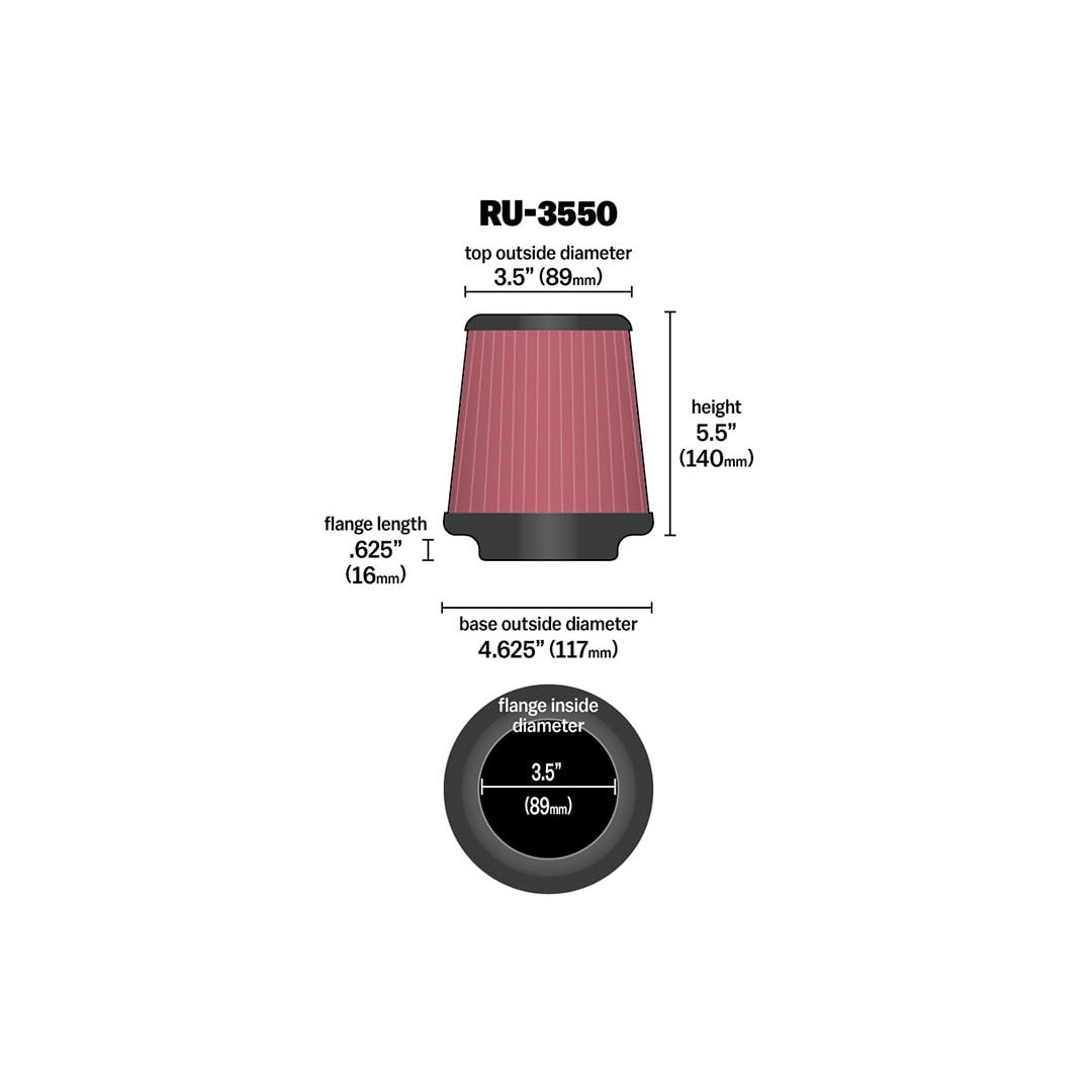 K&N Universal High-Flow Performance Air Filter RU-3550