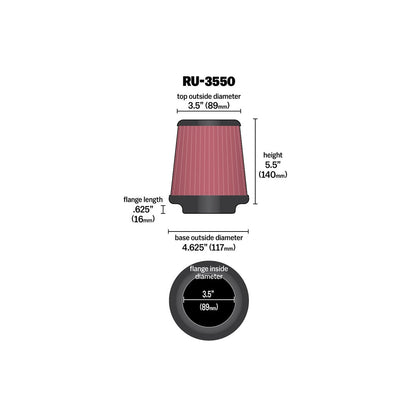 K&N Universal High-Flow Performance Air Filter RU-3550